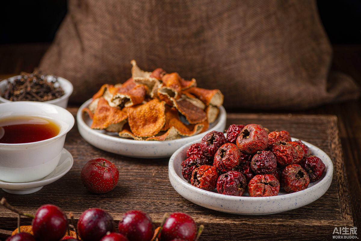 Hawthorn berries, dried tangerine peel and pu-erh tea
